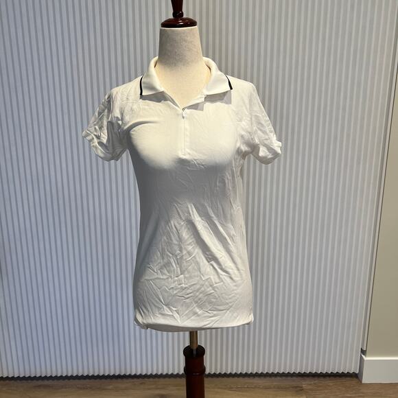ATHLETA Women's Momentum Seamless Polo Tee Size S In White - Picture 3 of 8